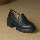Lowell Sapato Feminino De Couro Plataforma - Preto